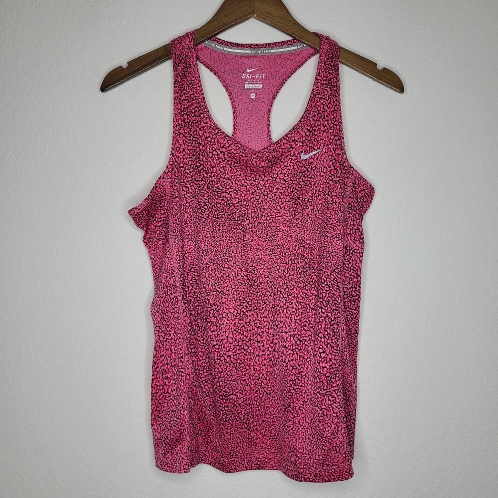 Nike Pink Black Dot Print Racerback Tank Workout Medium
